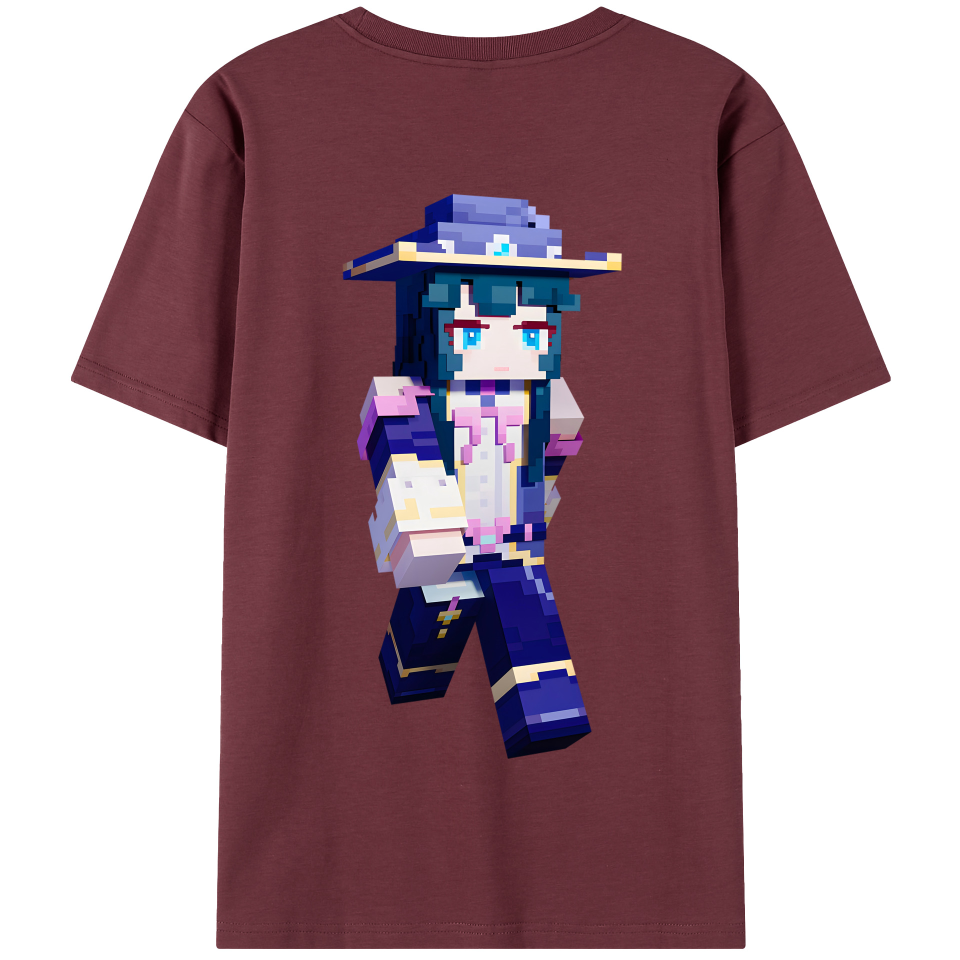 （画像用） マインクラフト ブロックの世界 Minecraft MC Block world 綿100％半袖Tシャツ（背面プリント）